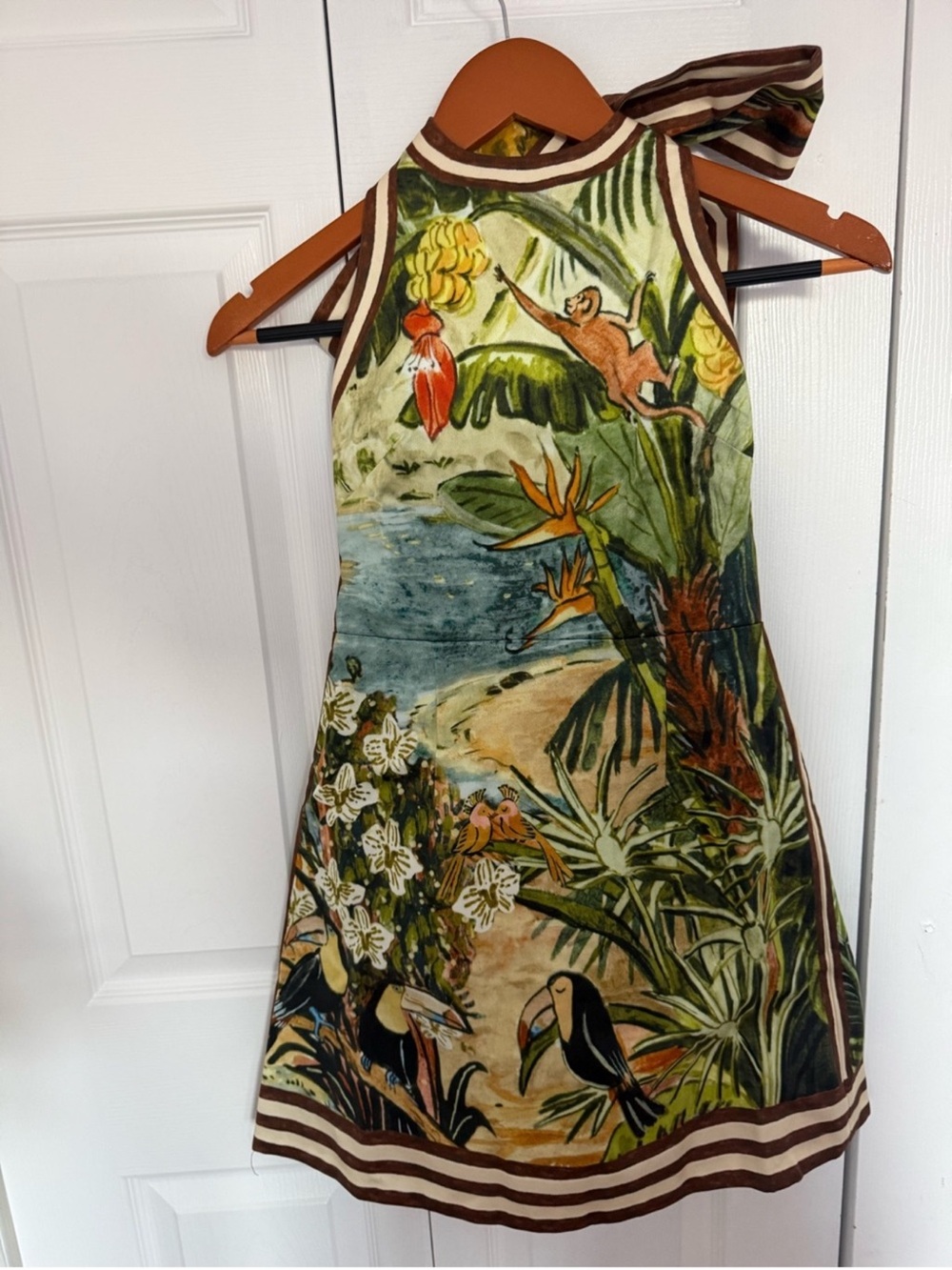 Alemais Tropical Halter Mini Dress in Green, Blue, Brown - Picture 7 of 7